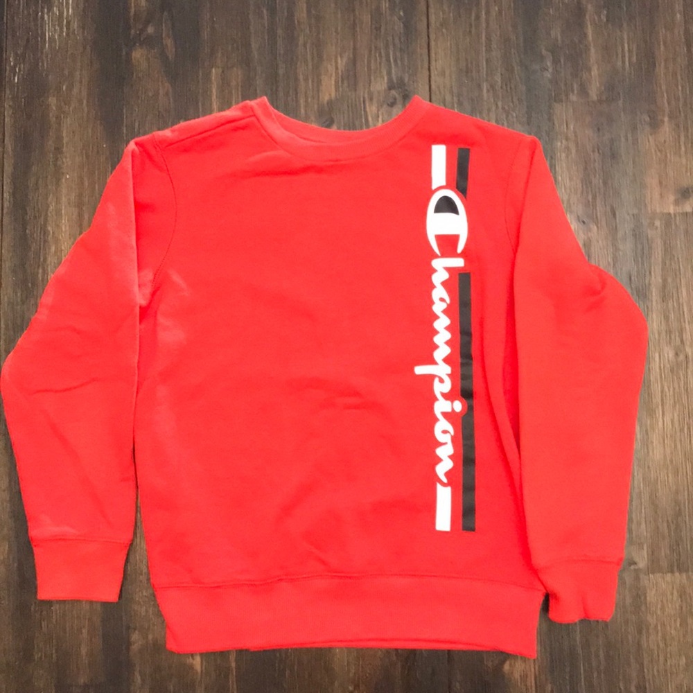 Boys M Champion and Sm Tommy Hilfiger sweatshirt.